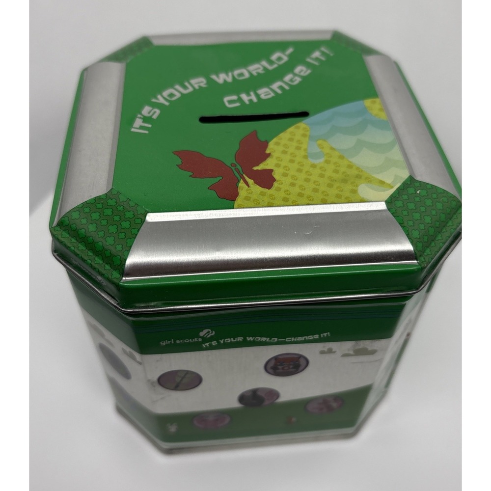 Girl Scouts Collectible BANK Tin USA Trophy‎ Nut 2012 Daisy Brownie Cadette